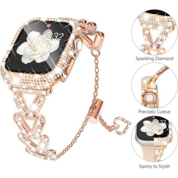 NEW Luxury Rhinestone Apple Watch Band with Case main image 5